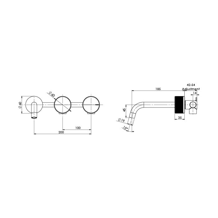 Phoenix Axia Wall Bain / Bath Curved Hostess Set Brushed Nickel
