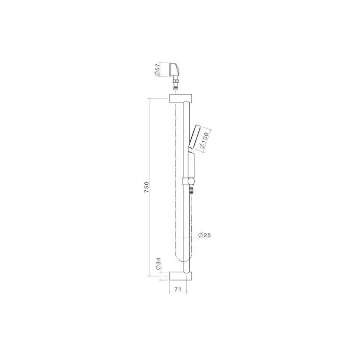 Caroma Titan Stainless Steel Shower and Rail with Round Hand Shower
