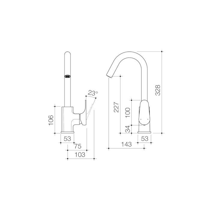 Dorf Viridian Sink Mixer Chrome and Matte Black