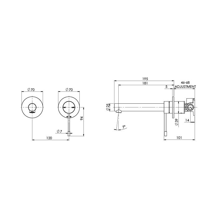 Phoenix Vivid Slimline 316 SS Wall Combination Mixer