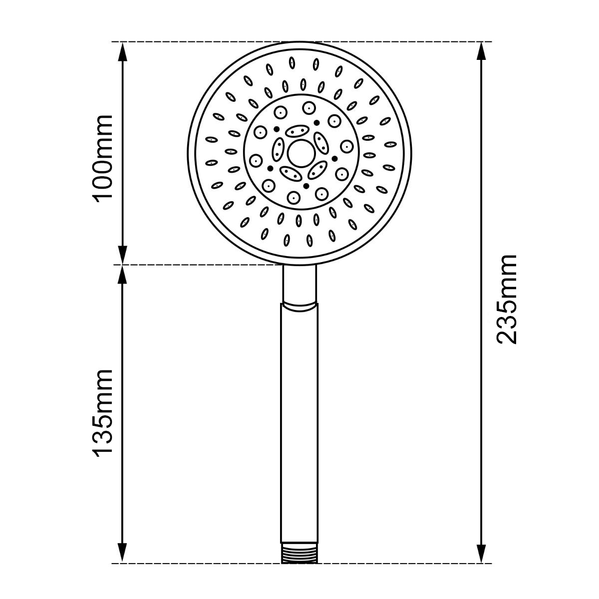 Black 5 Function Round Handheld Shower Spray