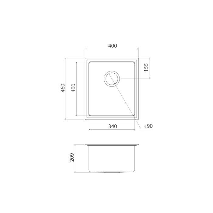 Caroma Compass 316SS Alfresco 400mm x 460mm Single Bowl Sink