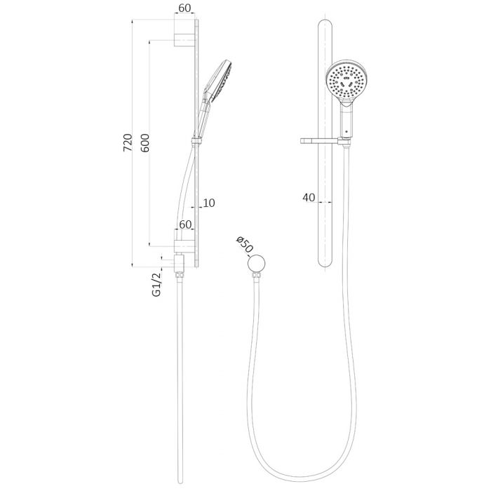Ikon Kara Sliding Shower and Rail Chrome