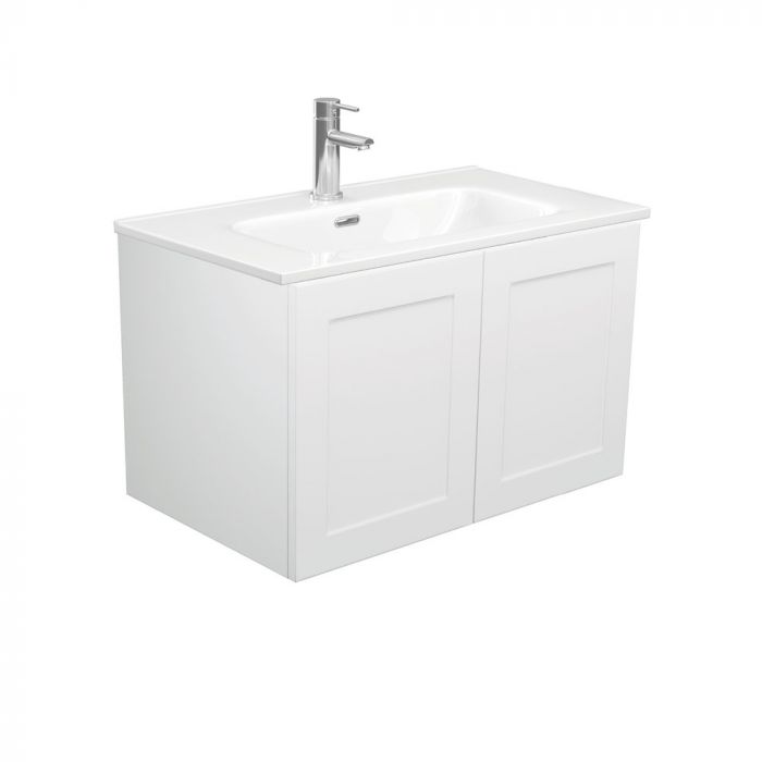 Fienza 750mm Joli Mila Wall Hung Vanity Left Hand Draws - Satin White