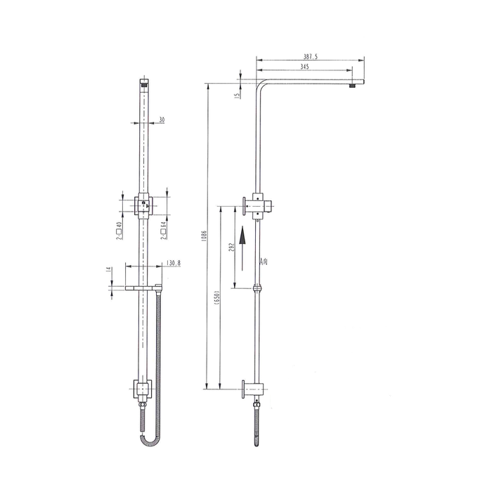 Linsol Joseph Exposed Shower Combination Matte Black