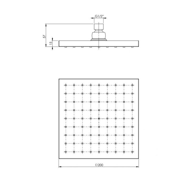 Phoenix Lexi Shower Rose 200mm Square Matte Black