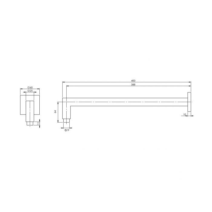 Phoenix Lexi 400mm Long Shower Arm Brushed Nickel