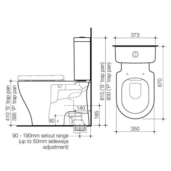 Caroma Luna Cleanflush® Close Coupled Toilet Suite - S Trap, Back Entry