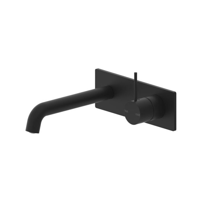 Mecca Handle Up Wall Basin Mixer Combination w/ Plate - Matte Black