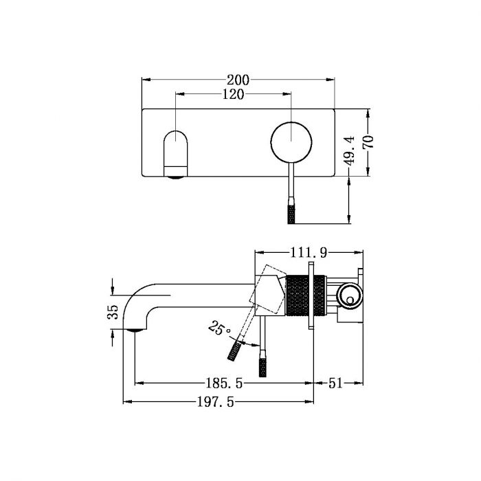 Opal Wall Basin Mixer Brushed Nickel