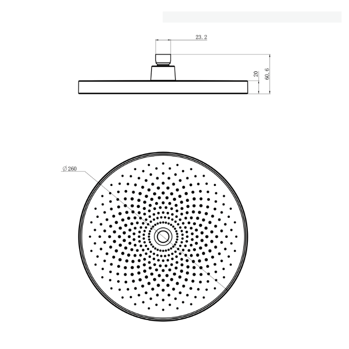 Linkware Gabe 260mm Shower Rose - Gun Metal