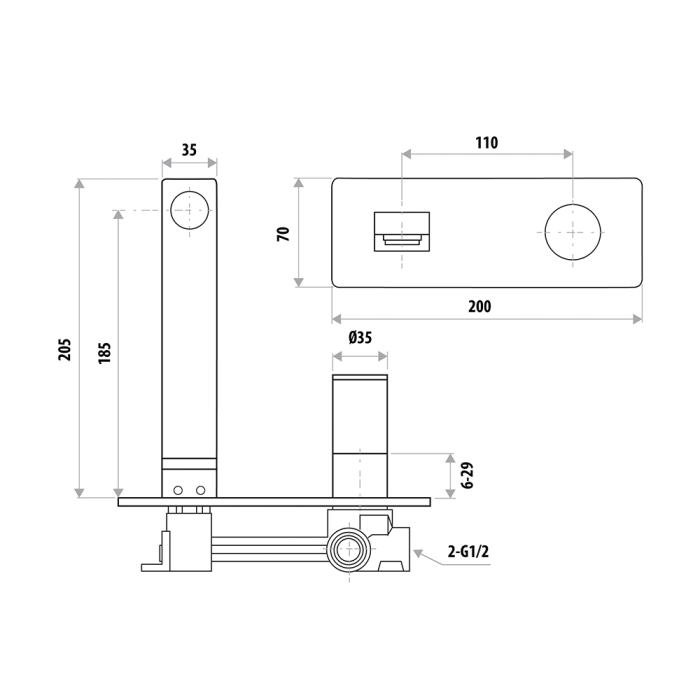 Linkware Gabe Wall Combination Mixer - Chrome
