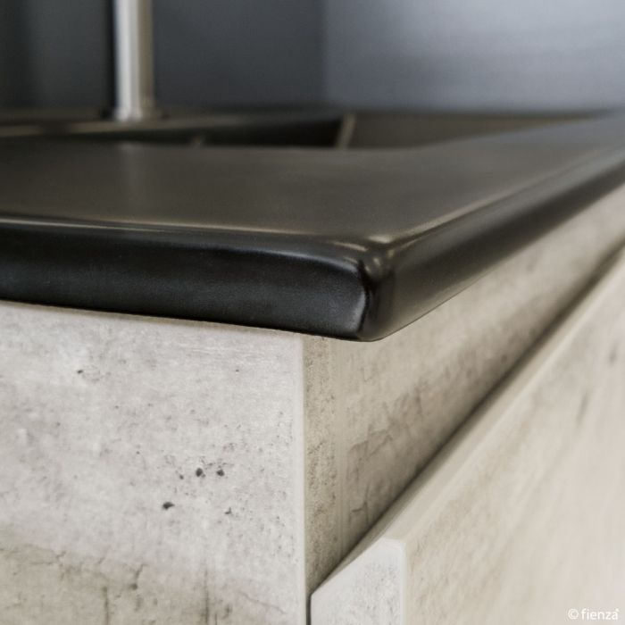 Fienza 750mm Dolce Matte Black Top Fingerpull Satin Black Wall Hung Vanity