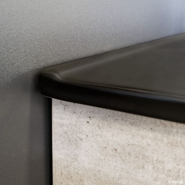 Fienza 750mm Dolce Matte Black Top Fingerpull Satin Black Wall Hung Vanity