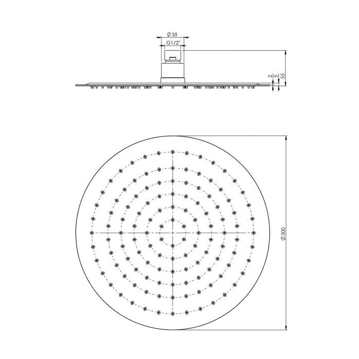 Phoenix Vivid Slimline 300mm Shower Rose Stainless Steel