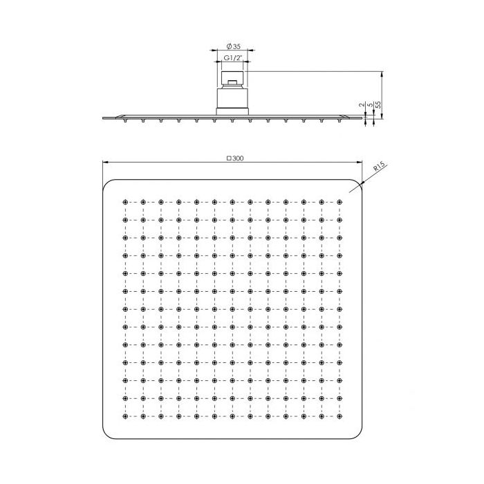 Phoenix Vivid Slimline 300mm X 300mm Shower Rose Stainless Steel