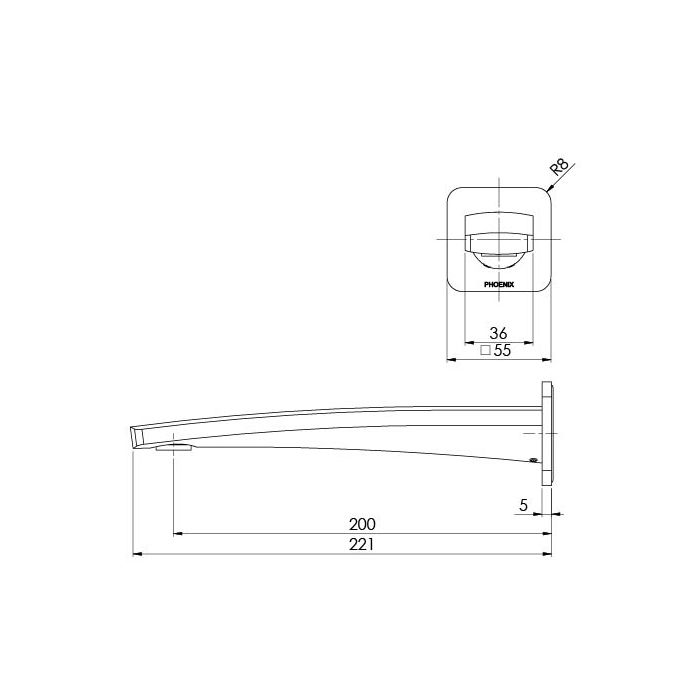 Phoenix Mekko Wall Basin Outlet 200mm Brushed Nickel