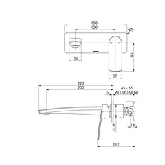 Phoenix Mekko Wall Basin / Bath Mixer 200mm Chrome