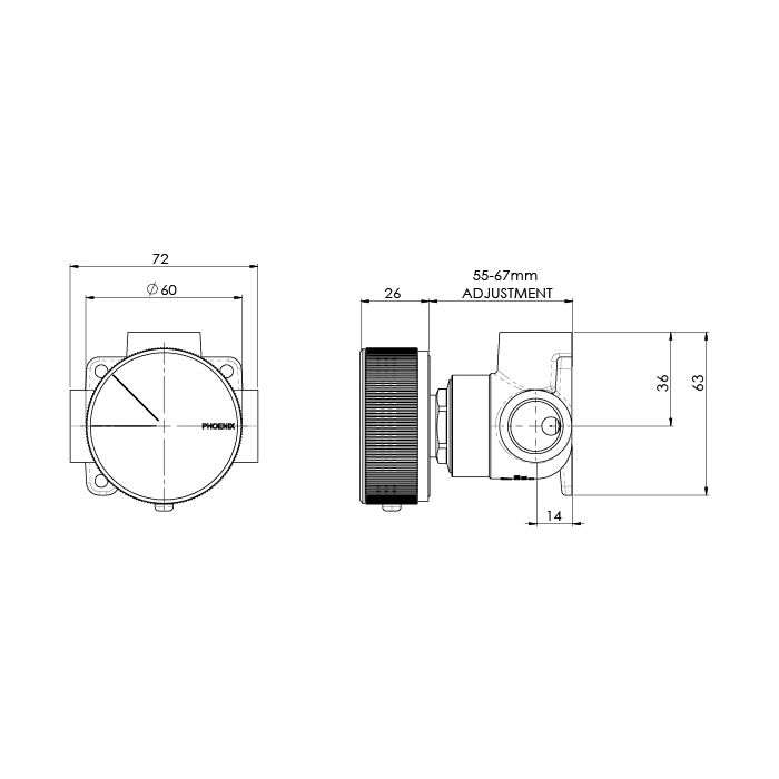 Phoenix Axia Shower / Bath Mixer Chrome