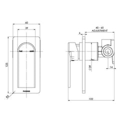 Phoenix Teel Shower Wall Mixer Gun Metal