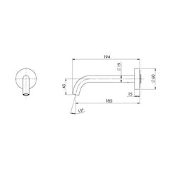 Phoenix Vivid Slimline Plus Wall Basin / Bath Outlet 180mm Chrome