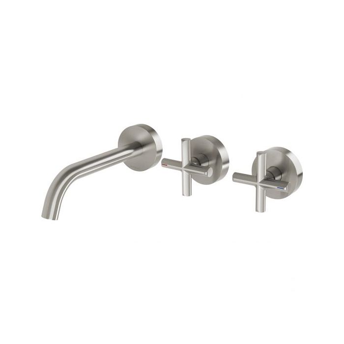 Phoenix Vivid Slimline Plus Wall Basin / Bath Set 180mm Brushed Nickel