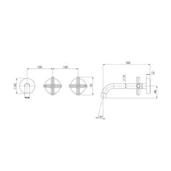 Phoenix Vivid Slimline Plus Wall Basin / Bath Set 180mm Brushed Nickel