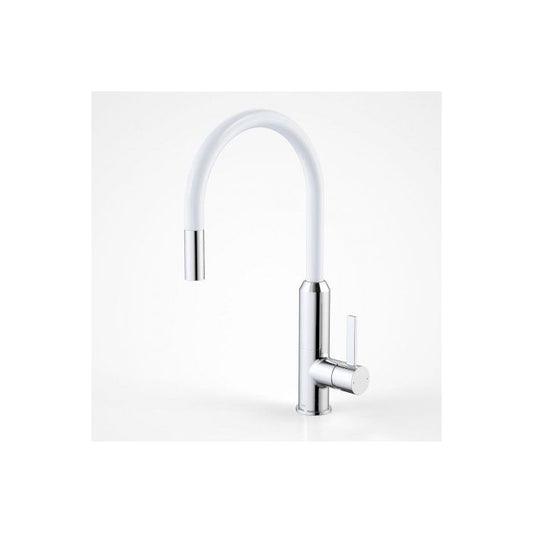 Dorf Vixen Retractable Sink Mixer White and Chrome