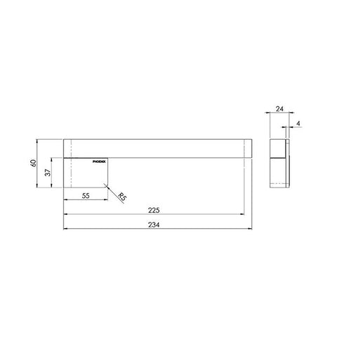 Phoenix Designer Swivel Bath Outlet 230mm Square Brushed Gold