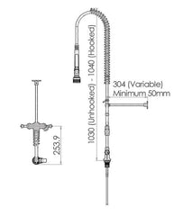 3Monkeez T-3M53058 Dual Hob Mount Pre Rinse Unit 300mm Pot Filler