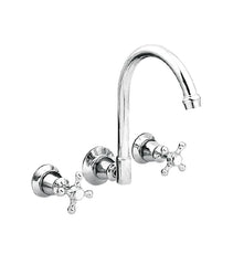 Noosa Chrome Heritage Wall Mount Sink Tap Set