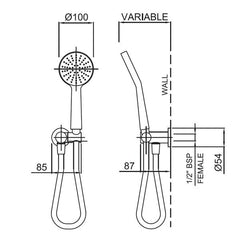 Methven Flexispray Oro Hand Shower on Bracket