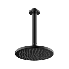 Abey Gareth Ashton Brass 200mm Round Shower Head with Ceiling Dropper - Black