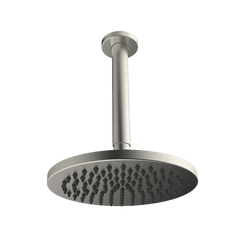 Abey Gareth Ashton Brass 200mm Round Shower Head with Ceiling Dropper - Brushed Nickel