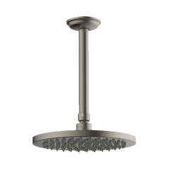 Abey Gareth Ashton Brass 200mm Round Shower Head with Ceiling Dropper - Gun Metal