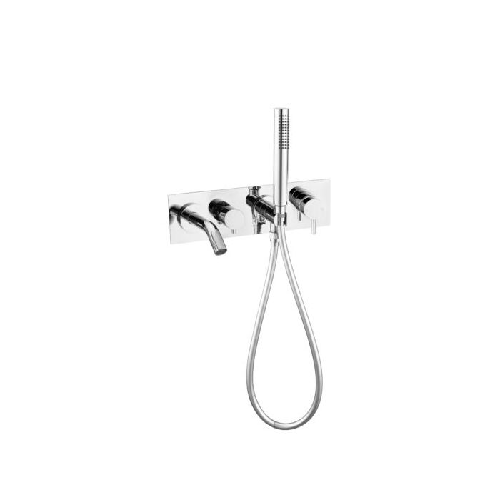 Mecca Wall Mounted Bath Mixer W/ Spout and Hand Shower - Chrome