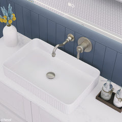 Eleanor Wall Basin/Bath Mixer Set, Brushed Nickel / Brushed Nickel