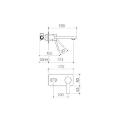 Dorf Villa Combination Wall Mixer Chrome