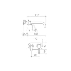 Caroma Cirrus Wall Combination Mixer