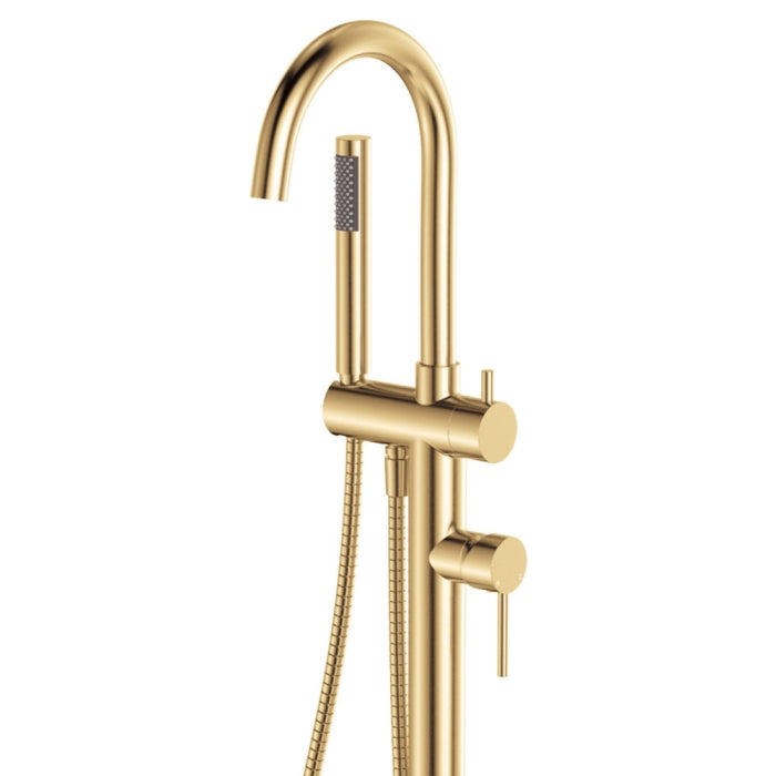 Kaya Floor Mounted Bath Mixer With Hand Shower, Urban Brass