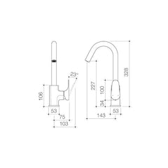 Dorf Viridian Sink Mixer Chrome and Matte Black
