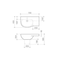 Caroma Care 700 Wall Basin With Shelf