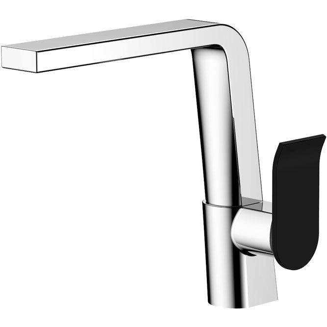 Lincoln Swivel Sink Mixer, Mixed Finish (Electroplated Matte Black Handle)