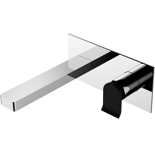 Lincoln Wall Mixer Spout, Mixed Finish (Electroplated Matte Black Handle)