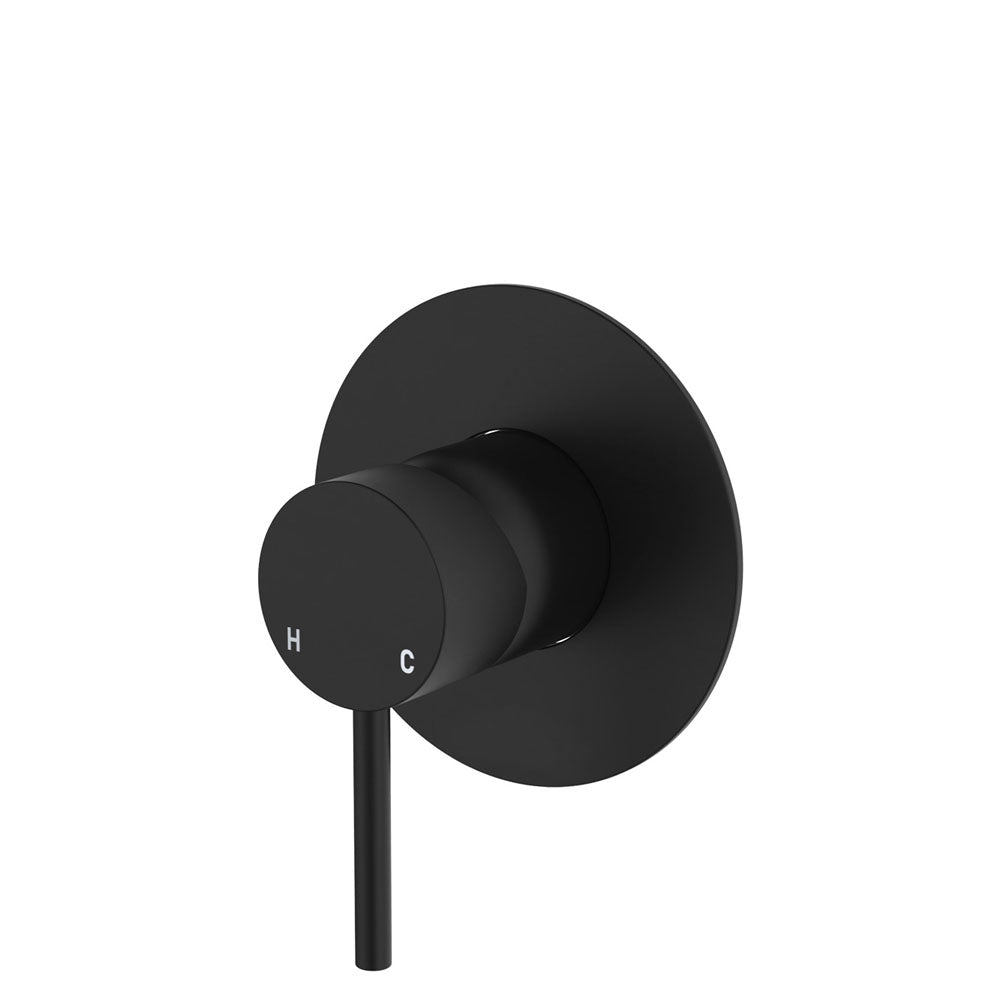 Kaya Wall Mixer, Large Round Plate, Matte Black