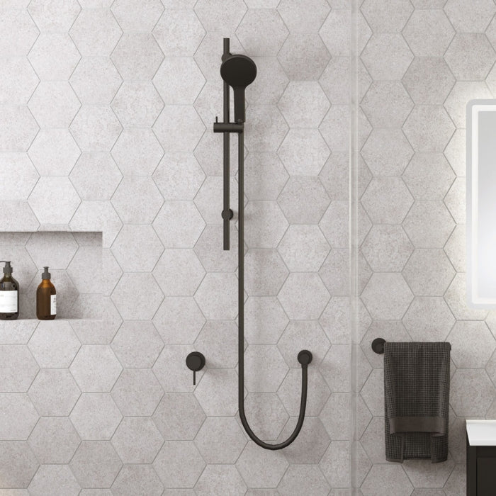 Kaya Wall Mixer, Small Round Plate, Matte Black