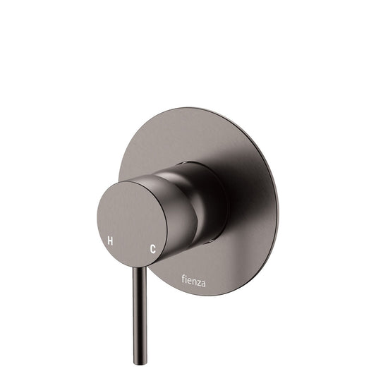 Kaya Wall Mixer, Large Round Plate, Gun Metal