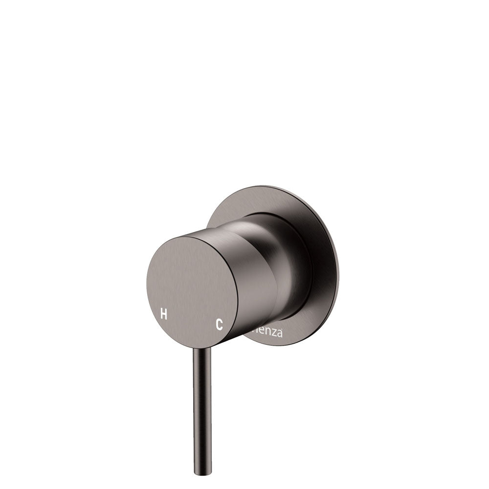 Kaya Wall Mixer, Small Round Plate, Gun Metal