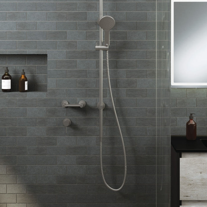 Kaya Wall Mixer, Small Round Plate, Gun Metal