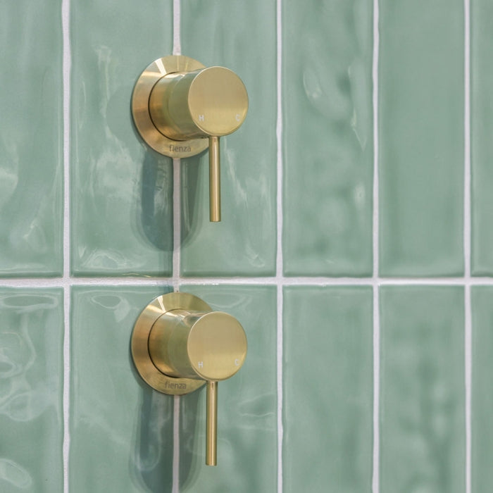 Kaya Wall Mixer, Small Round Plate, Urban Brass